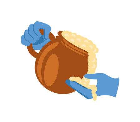 clay pot with curd for janmashtamiのイラスト素材