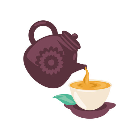 ceramic tea pot and cupのイラスト素材