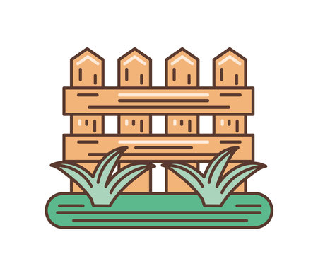 wooden fence and grassのイラスト素材