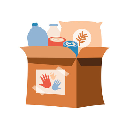 food charity cardboard boxのイラスト素材
