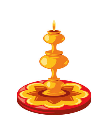 happy onam decoration with diya and rangoliのイラスト素材