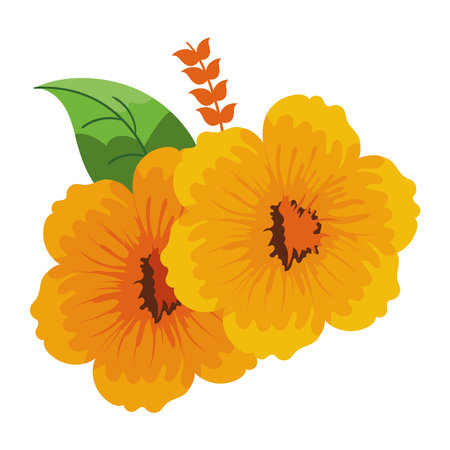 yellow flower and leafのイラスト素材