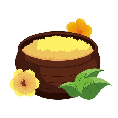 india food in a bowl with flowersのイラスト素材