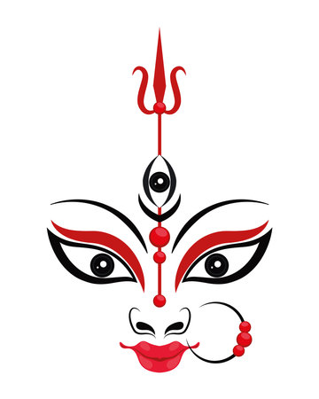 durga face festival navratriのイラスト素材