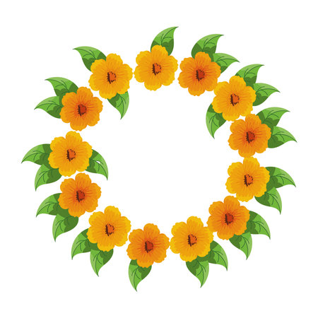 decorative flower garland and leavesのイラスト素材