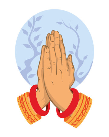 welcome hindu namaste handsのイラスト素材