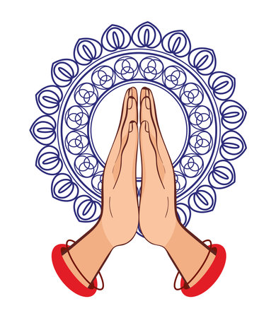 hands making namaste greetingのイラスト素材