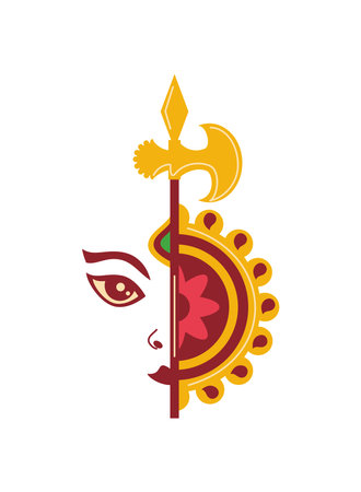 durga face navratri indian festivalのイラスト素材