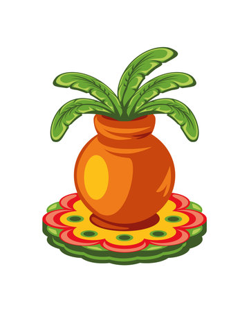 onam celebration kalash on rangoliのイラスト素材