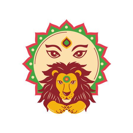 hindu mythological of durga puja on navratriのイラスト素材