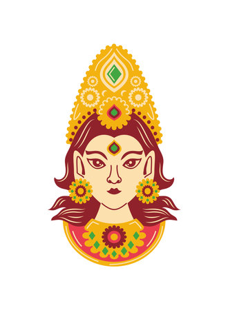goddess durga face in happy navratriのイラスト素材