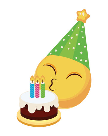 birthday emoji blowing candlesのイラスト素材