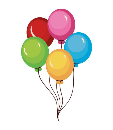 birthday party bunch balloonsのイラスト素材