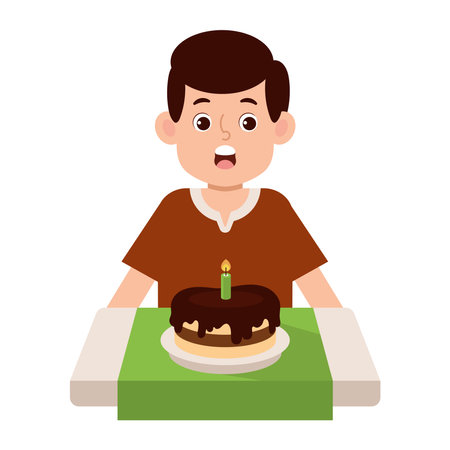 adult man blowing birthday candleのイラスト素材