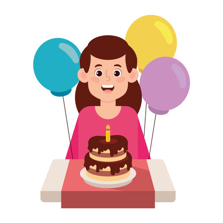 woman blowing birthday candleのイラスト素材
