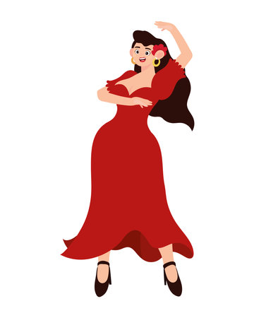 flamenco dancer woman characterのイラスト素材