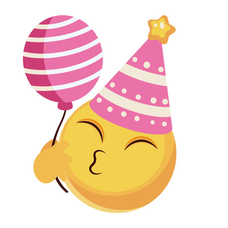 birthday emoji with party balloonのイラスト素材