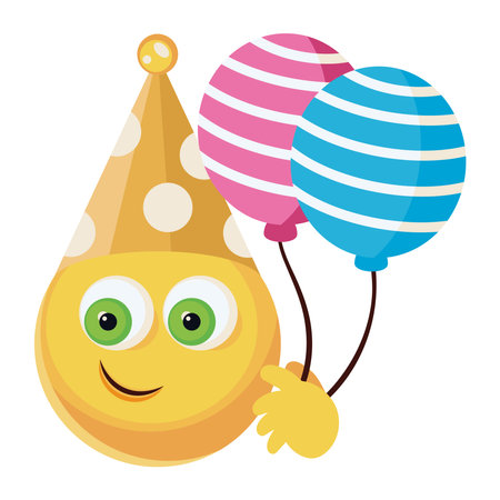 birthday emoji with balloonsのイラスト素材