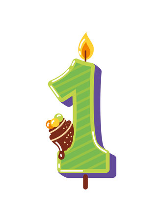 birthday candle number oneのイラスト素材