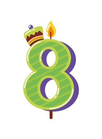 birthday candle number eightのイラスト素材