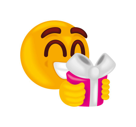 birthday emoji with giftのイラスト素材
