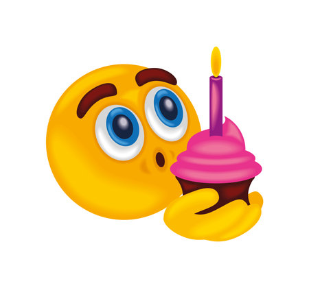 birthday emoji blowing candleのイラスト素材