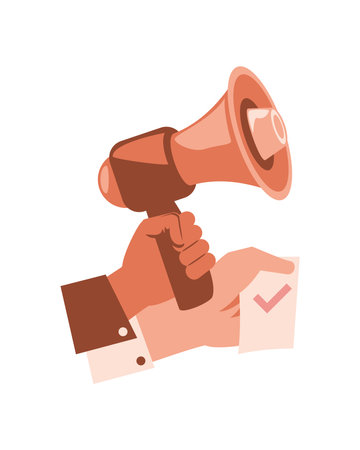 hand holding a megaphone for democracyのイラスト素材
