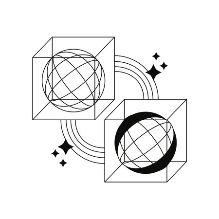 connection multiverse three dimensionalのイラスト素材