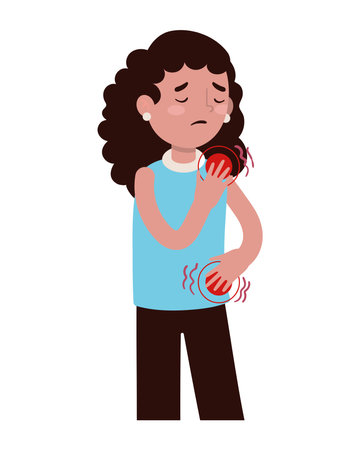 young woman with monkeypox virus outbreakのイラスト素材