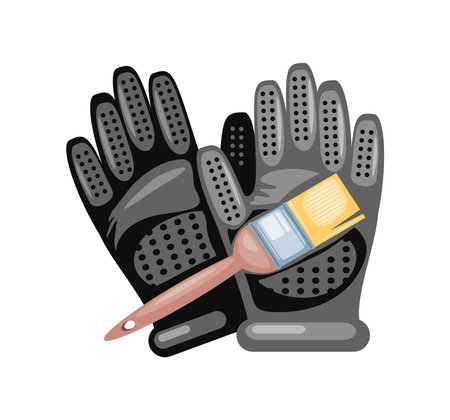 paint brush in rubber gloveのイラスト素材