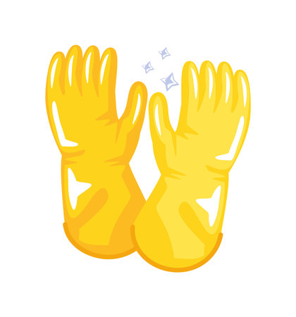 yellow cleaning gloves equipmentのイラスト素材