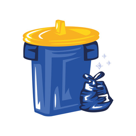 plastic bin with garbage bagのイラスト素材