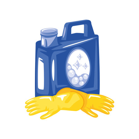 chemical bottle and rubber glovesのイラスト素材