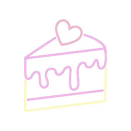 neon piece of cake birthday celebrationのイラスト素材