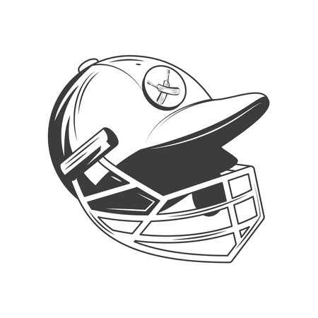 cricket sport helmet sketch styleのイラスト素材