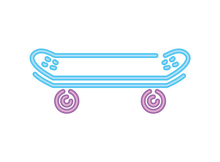skateboard sport neon lighs iconのイラスト素材