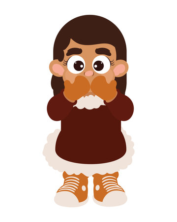 little girl Wearing Winter Clothesのイラスト素材