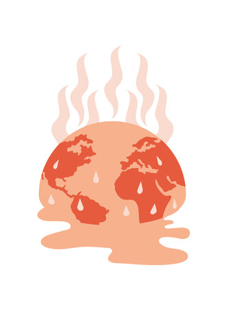 global warming melting planetのイラスト素材