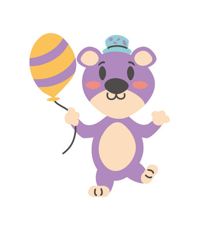 bear animal birthday partyのイラスト素材