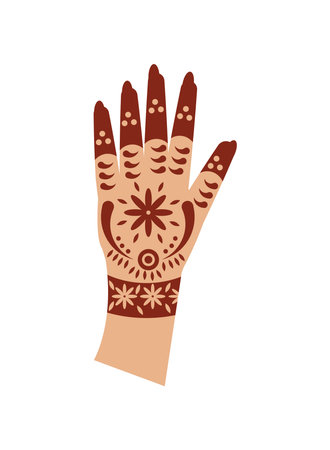 mehndi tattoo on handのイラスト素材