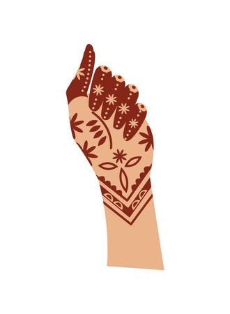 mehndi on female handのイラスト素材