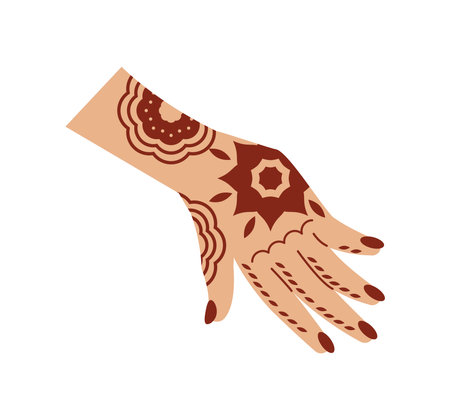 mehndi on hand decorationのイラスト素材