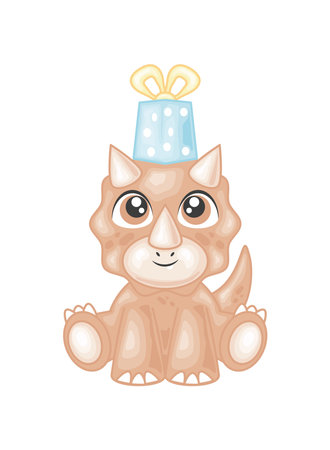 dinosaur and gift birthday partyのイラスト素材