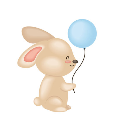 baby shower rabbit party balloonのイラスト素材
