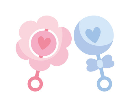 gender reveal pink and blue rattleのイラスト素材