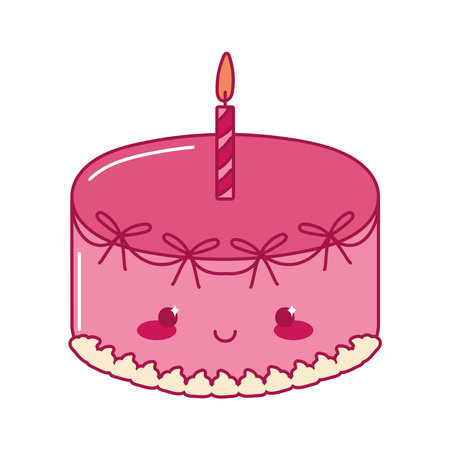 birthday cake kawaii and candleのイラスト素材