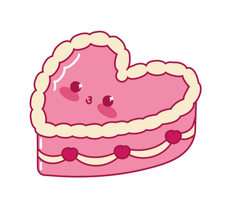 birthday cake heart kawaiiのイラスト素材