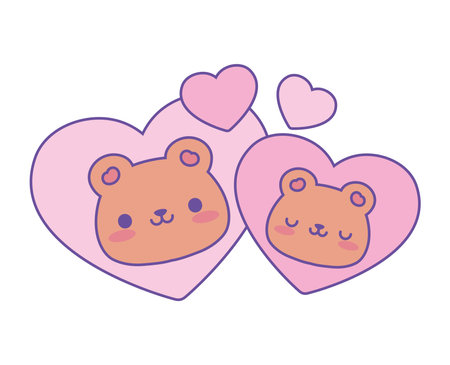bear cute animals in loveのイラスト素材