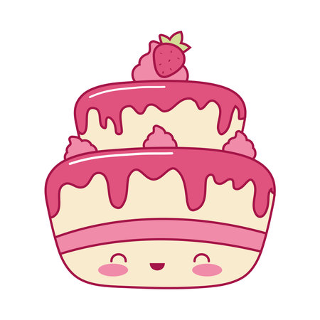 birthday cake kawaii cartoonのイラスト素材
