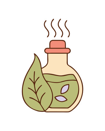 Herbal essential oil bottle spa therapy iconのイラスト素材